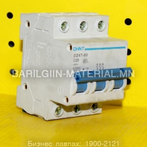 chint 3 паз с25 автомат DZ47-60