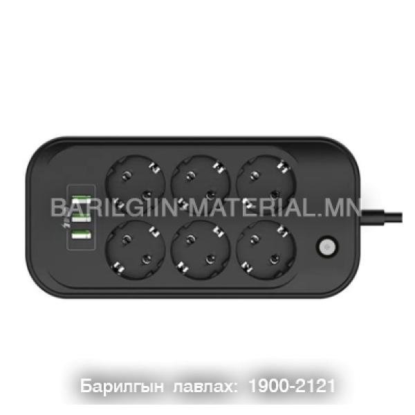 6залгуур 3 usb 2 метр Кабель