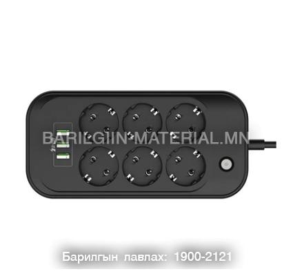 6залгуур 3 usb 2 метр Кабель