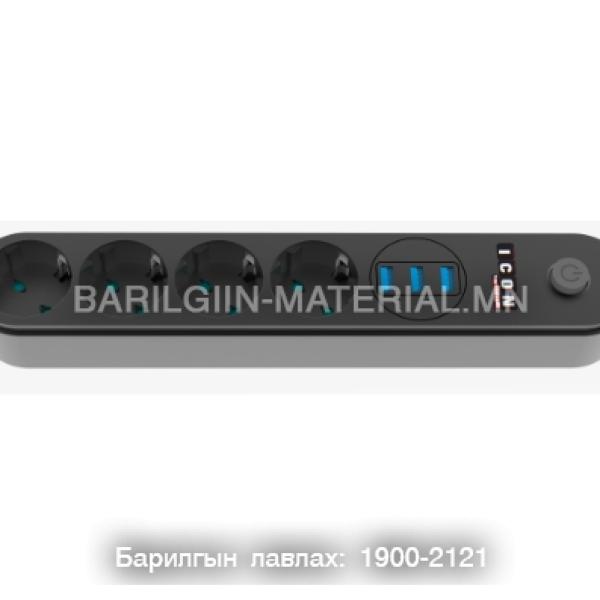 10 A 2500 WATT EU Socket 4 Socket 3 usb 2 meter