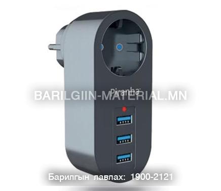 10 A 2500 WATT EU Socket 1 Socket 3 usb with Overload Protector