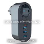 10 A 2500 WATT EU Socket 1 Socket 3 usb with Overload Protector